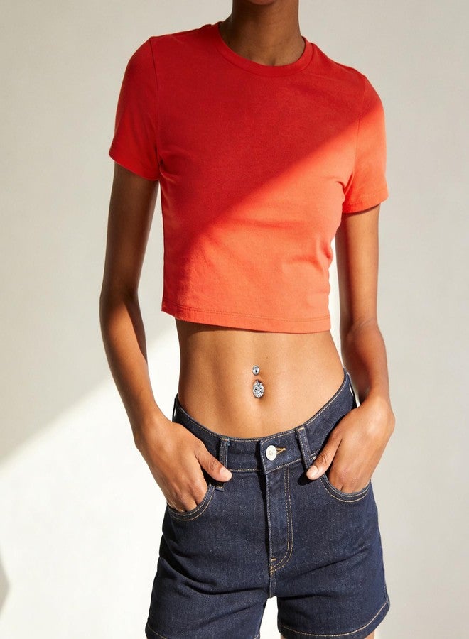 JFORYOU 1/4 Inch Short Belly Button Rings 14G 6mm Stainless Steel Short Belly Barbell Piercing Navel Button Rings 4 PCS for Women Men - Image 3